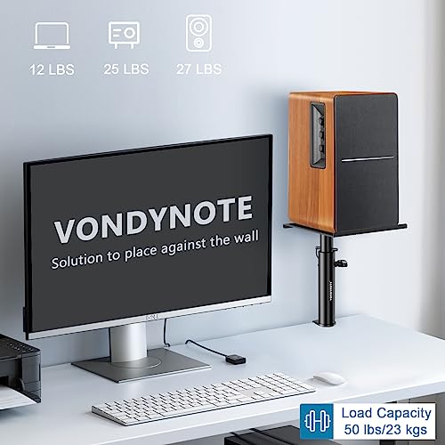 Vondynote Studio Monitor Stands Desk Clamp Speaker Stands Against The Wall | Set of 2, Adjustable Height 9"-14", Desktop Speaker Stands against the Wall, Desk Clamp Mount