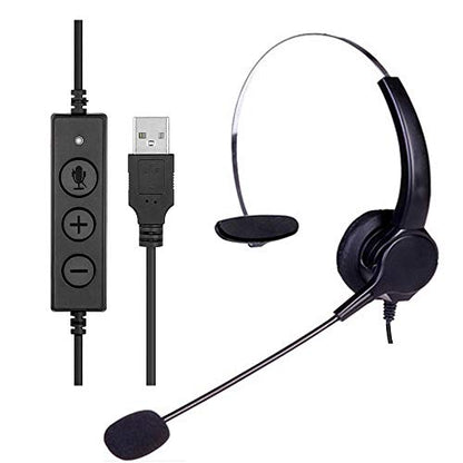 Corded Noise Cancelling Monaural Headset with USB Headset Adapter as Office PC Headset for Computer/PC/Laptop Use Only - size: Monaural