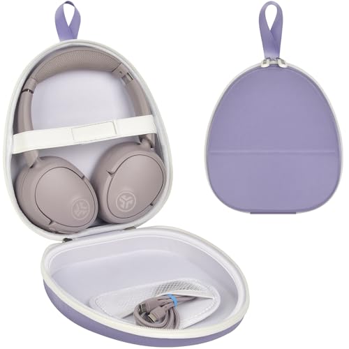 GWCASE Universal Headphone Case with Secure Strap and Cable Pocket, Purple | Fits Most Foldable Over-Ear Headphones, 7.87 x 6.8 x 0.9 in Interior, for Students, Commuters and Music Fans, Case Only - color: Purple with white zipper