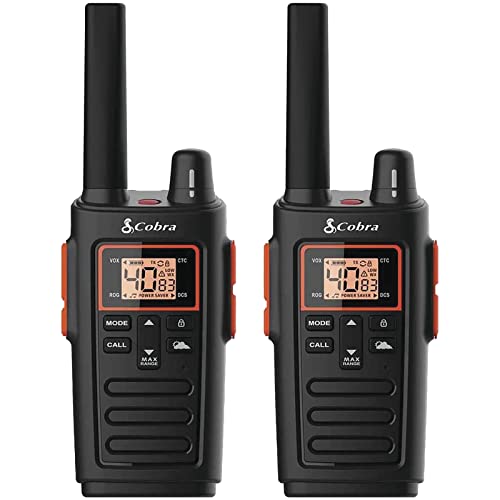 Cobra RX380 Walkie Talkies (2-Pack), 40 Pre-Programmed Channels | Weather Resistant Two Way Radios Long Range, Weather Alerts, LED Flashlight, Long-Life NiMH Batteries (Black) - style: RX380