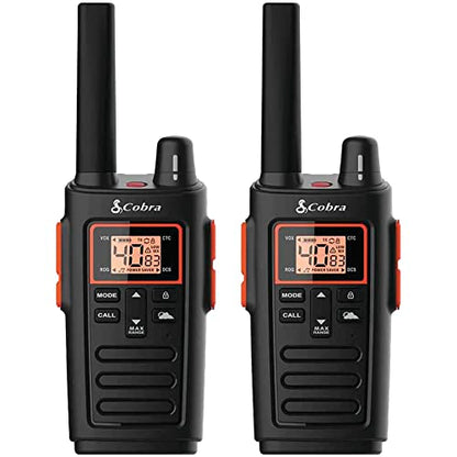 Cobra RX380 Walkie Talkies (2-Pack), 40 Pre-Programmed Channels | Weather Resistant Two Way Radios Long Range, Weather Alerts, LED Flashlight, Long-Life NiMH Batteries (Black) - style: RX380