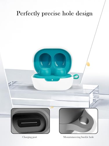 Silicone Case Compatible with JLab JBuds Mini True Wireless Earbuds,Cleaning Kit and Lanyard Soft Protective Shockproof Cover for JLab JBuds Mini-White - color: White