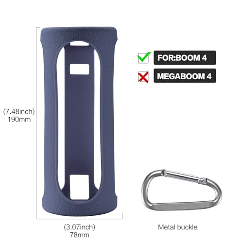 Travel Carrying Protective Silicone Case Compatible with Ultimate Ears Boom 4 Portable Bluetooth Wireless Speaker, Silicone Case Cover with Metal Hook for Ultimate Ears Boom 4 (Blue) - color: Blue