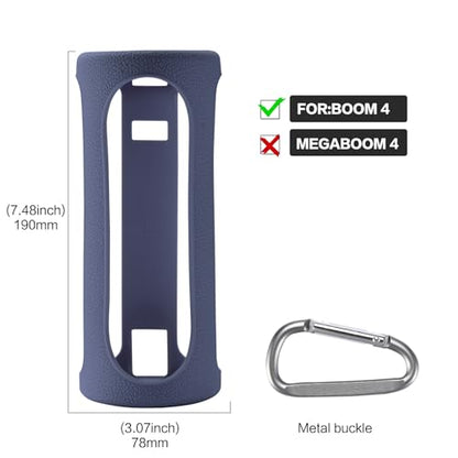 Travel Carrying Protective Silicone Case Compatible with Ultimate Ears Boom 4 Portable Bluetooth Wireless Speaker, Silicone Case Cover with Metal Hook for Ultimate Ears Boom 4 (Blue) - color: Blue