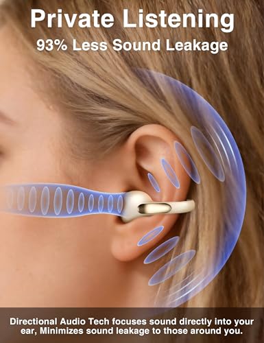 Open Ear Earbuds, Wireless Bluetooth 6.0 Clip-on Earbuds, 50H Playtime, Comfortable Snug Fit, Chic Tech Accessories & Gifts for Women & Kids, White
