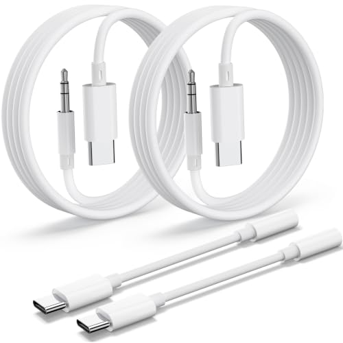 USB C to 3.5mm AUX Cable Set, 4 Pack, AUX to USB C Cord & Adapter | 2 AUX cords + 2 DAC audio dongles, USB C to AUX audio, music, mic, calls & recording, for car stereo, speakers & headphones