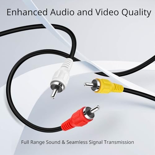 TNP 3 RCA AV Cable, 15FT Male-to-Male Composite Audio Video Cord for TV | Vcr-To-Tv Cable with Red, White and Yellow Plugs; Double Shielding Helps Reduce Rfi and Emi Interference - size: 15FT