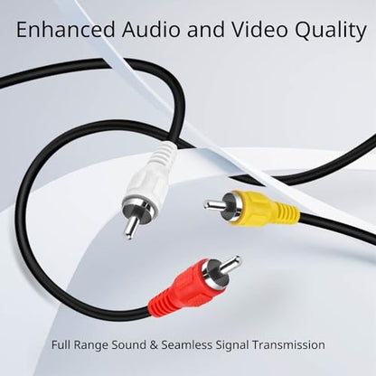 TNP 3 RCA AV Cable, 15FT Male-to-Male Composite Audio Video Cord for TV | Vcr-To-Tv Cable with Red, White and Yellow Plugs; Double Shielding Helps Reduce Rfi and Emi Interference - size: 15FT