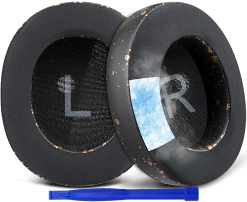 SOULWIT Cooling Gel Earpads Replacement for Turtle Beach Stealth Pro Wireless Gaming Headset, Ear Pads Cushions with Ice Silk Fabric, High-Density Foam - Black Gold - color: Black Gold