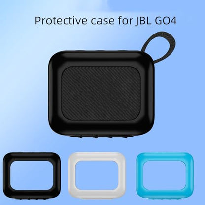 Silicone Case for JBL GO4 Portable Bluetooth Speaker, Soft Drop-Proof Protective Cover Scratch-Resistant Carrying Case with Carabiner (Black) - color: Black