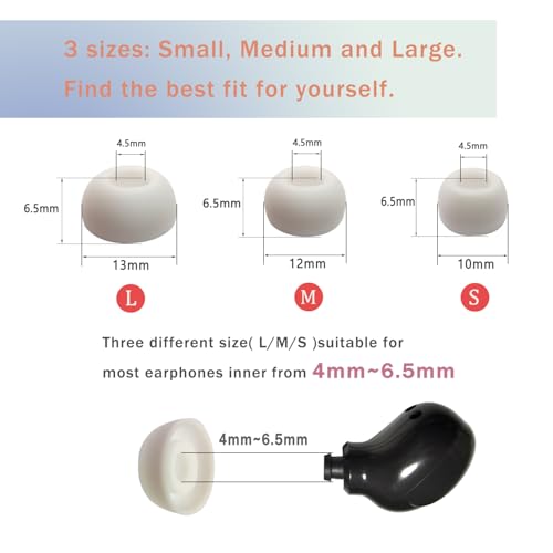 Silicone Earbuds tips Replacement Oval Universal Replacement Ear Tips for True Wireless Earbuds, 6 Pairs LMS White - color: White