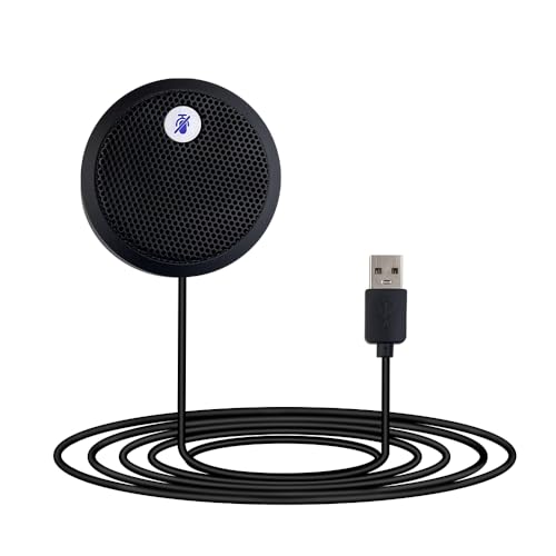 USB Computer Microphone, Conference USB Microphone, Mute Button with LED Indicator, Omnidirectional Condenser PC Mic for Video Conference, Plug&Play for PC, Laptop, Mac(No Speaker)