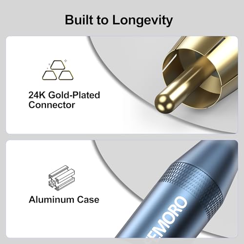Subwoofer Cable 10 ft, Single RCA Coaxial Cord, Dual Shielded, Gold-Plated | Deep Bass for Subwoofer AV Receiver and more