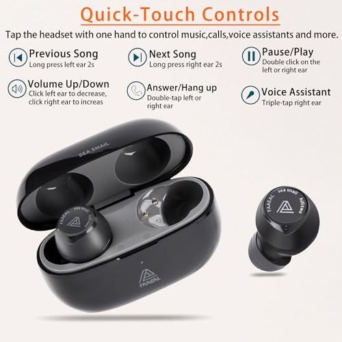 FAAEAL Bluetooth 5.3 Wireless Earbuds with Wireless Charging Case,Waterproof Stereo Headphones in Ear Built in Mic Headset Premium Sound with Deep Bass for Sport(Black) - color: Black