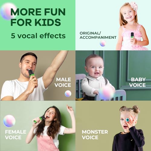 YLL Mini Karaoke Machine for Kids Adults, Portable Bluetooth Speaker with 2 Wireless Microphones, Birthday Gifts Toys for Girls Boys Ages 3, 4, 5, 6, 7, 8, 9,10,11,12+ Years Old Toddler (Green) | Portable Bluetooth Mini Speaker with 2 Wireless Microphones