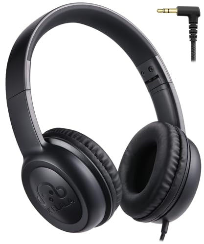 UKELALA C3 Kids Headphones Wired, On-Ear Wired Head Phones for Boys Girls with 3.5mm Jack, Foldable, Adjustable Headband, Child Headphone for School Home Airplane Tablet Black - color: Black