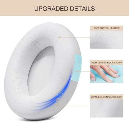 Studio Pro Ear Pads Replacement - GVOEARS Ear Cushions for Beats Studio Pro Wireless Over Ear Headphones, Protein Leather Strong Adhesive (White) - color: White