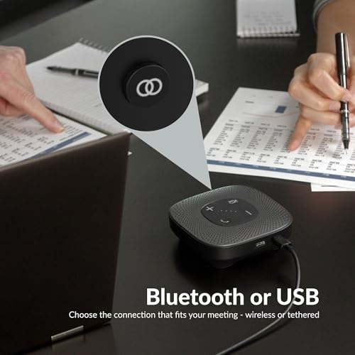 Cyber Acoustics Conference Speakerphone (SP-2000) - USB and Bluetooth, Advanced DSP with 360 Degree Noise Cancelling Microphone with 3m Range, 66 Ft BT Wireless Range - style: USB & BT Speakerphone