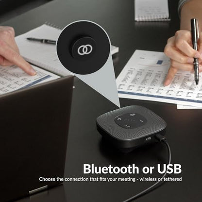 Cyber Acoustics Conference Speakerphone (SP-2000) - USB and Bluetooth, Advanced DSP with 360 Degree Noise Cancelling Microphone with 3m Range, 66 Ft BT Wireless Range - style: USB & BT Speakerphone