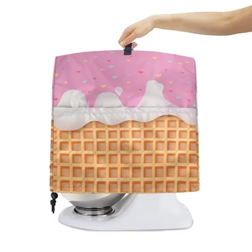 Stand Mixer Cover with Adjustable Drawstring, Cream Print Water Resistant Stand Blender Dust Cover Large Stnad Blender Cover Universal for Small Kitchen Appliances - color: Cream Print, size: S