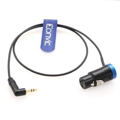 Audio Cable Low-Profile XLR 3 Pin Female Right Angle for BOYA Microphone to 3.5mm Mini Jack for Red Komodo DSMC2 Epic/Scalet Camera (Blue) - color: Blue