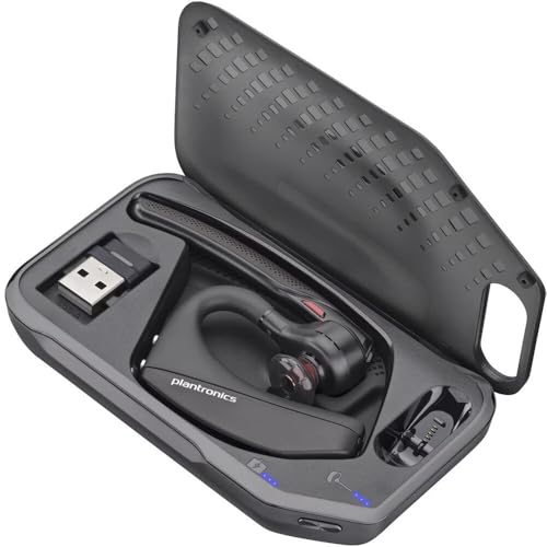 Poly Voyager 5200 UC Bluetooth Headset 7K2F3AA Bundle with Goby Labs Cleaner, Fiber Cloth, Ear Tips, Case, Cable | For Calls, Meetings & Communication | Includes Case + Cleaner + Microfiber Cloth + Charging Cable (7K2F3AA)