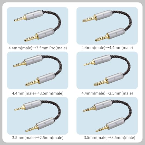 3.5MM Male to 2.5MM Male Ultra Short Hifil Male to Male AUX Audio Cable OFC Pair Recording Cable Wire-Breakage-Prevention Design Adoption of 8-Core Braided Structure 5.82 inch - size: 3.5MM Male - 2.5MM Male
