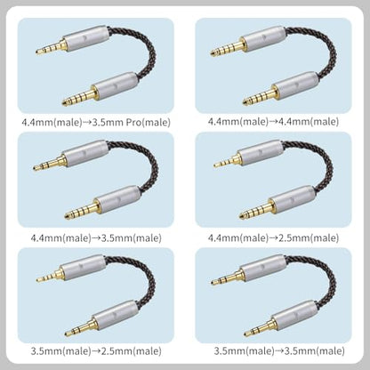 4.4MM Male to 3.5MM Male Ultra Short Hifi Audio Cable - OFC Pair Recording Cable - 8-Core Braided Structure - 5.82 inch - size: 4.4MM Male - 3.5MM Male