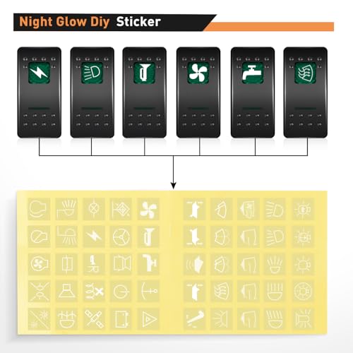 Nilight 4 Gang Rocker Switch Panel SPST On Off Toggle with DIY Label Sticker | 5PIN Electrical 12V/20A 24V/10A Aluminum Plate with Pre-Wired Jumper Wires for LED Light Bar RV Boats 4X4 Cars Green - color: Green, size: 4 Gang