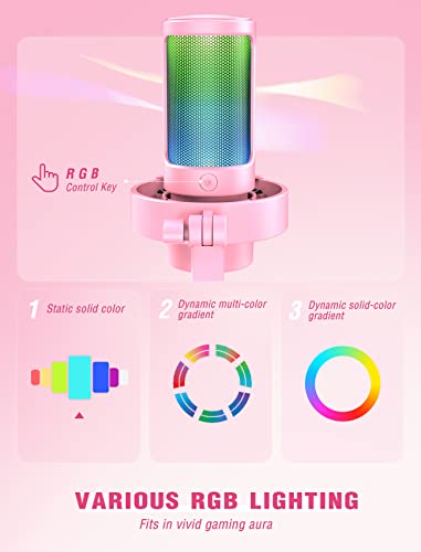 FIFINE A8 Pink Gaming USB Microphone, Condenser Desktop Mic for PC PS4/5 - size: A8P-Desktop