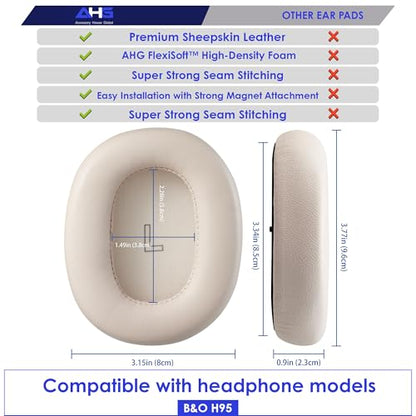AHG Accessory House Global Upgraded Replacement Beoplay h95 Ear Pads Cushions Compatible with Bang & Olufsen Beoplay H95 Headphones (Gold). Sheepskin Leather/High-Density Foam/Strong Magnet - color: Gold