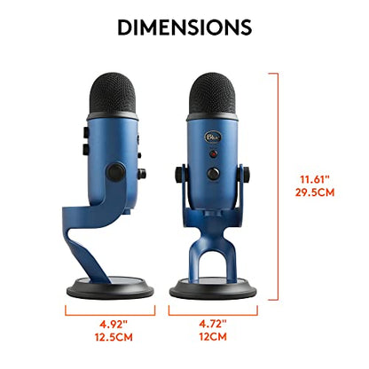 Logitech Creators Blue Yeti USB Microphone for PC, Mac, Gaming, Streaming, Podcasting, Studio and Computer Condenser Mic with Blue VO!CE Effects, 4 Pickup Patterns, Plug and Play - Midnight Blue | Mac, Gaming, Streaming, Podcasting, Studio and Computer Co