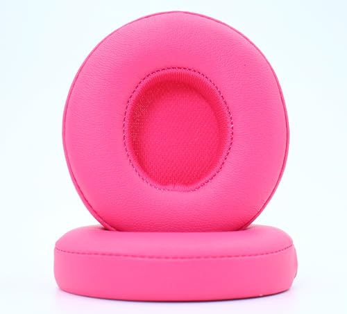 Headphone Replacement Ear Pad Cover Compatible with Beats by Dre Solo3 Solo2 Wired Wireless Headphones Protein Leather Memory Foam Headphone Cushion Ear Muffs-Twilight Red - color: Twilight Red