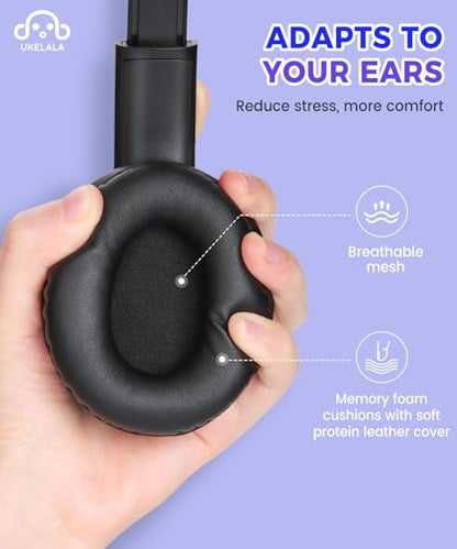 UKELALA C3 Kids Headphones Wired, On-Ear Wired Head Phones for Boys Girls with 3.5mm Jack, Foldable, Adjustable Headband, Child Headphone for School Home Airplane Tablet Black - color: Black