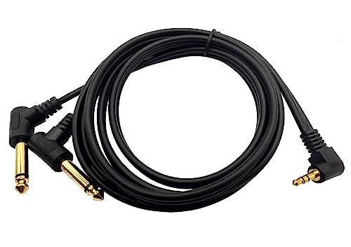 3.5mm to 6.35mm Splitter Audio Cable, 90 Degree 1/8 TRS Stereo Male to Dual 1/4 Mono TS Male Right Angle Y Audio Cable (1.8M/6 Feet) - color: 1.8M/6 Feet