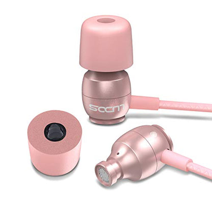 LUDOS Clamor Wired Earbuds in-Ear Headphones, 5 Years Warranty, Earphones with Microphone, Noise Isolating Ear Buds, Memory Foam for iPhone, Samsung, School Students, Kids, Women, Small Ears - Pink - color: Pink, style: 3.5 mm