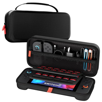 ProCase Carrying Case for Nintendo Switch 2 2025, Travel Case -Black, L - color: Black (Large Size, Fit AC Adapter)