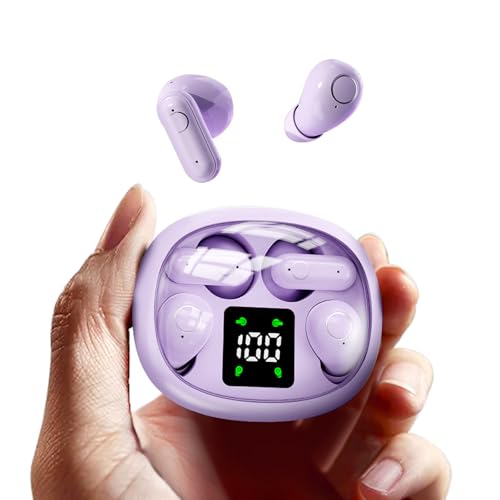 2 Pairs Invisible Small Mini Earbuds Wireless Bluetooth Sleep Hidden Headphones Sleeping Micro Smallest Discreet Tiny Low Profile Earbud Earphone Ear Buds for Small Ear Canal Women, Work, Side Sleeper - color: Purple