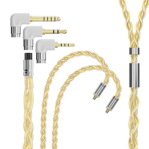 ARTTI A3 Pure Earphone Cable 2.5/3.5/4.4mm 3in1 Plug 4 Cores 288 Strands Silver-Plated 7N OCC Copper 2pin/MMCX/QDC Detachable Earbuds Cable, IEM Replacement Upgrade Cable (MMCX Right Angle) - size: MMCX BEND