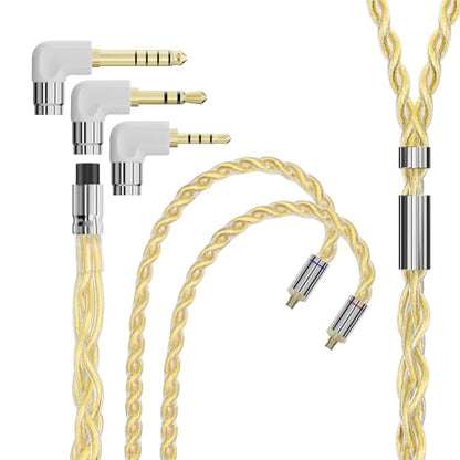 ARTTI A3 Pure Earphone Cable 2.5/3.5/4.4mm 3in1 Plug 4 Cores 288 Strands Silver-Plated 7N OCC Copper 2pin/MMCX/QDC Detachable Earbuds Cable, IEM Replacement Upgrade Cable (MMCX Right Angle) - size: MMCX BEND