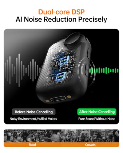 PQRQP S20 Mic (2 TX + 1 RX + Charging Case), Mini Microphone for iPhone/Android/Camera, 48kHz/24-bit High Audio, AI Noise Cancelling, 48h Use, 820ft Range, Wireless Microphones for Vlog, Streaming - color: Matte Black