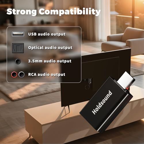 Holdsound BKM400 Wireless Headphones for TV Watching with USB Transmitter | Bluetooth TV Headphones Wireless, Strong Compatibility, Up to 165 ft, No Delay and High Volume Output, 40 Hours Battery Life