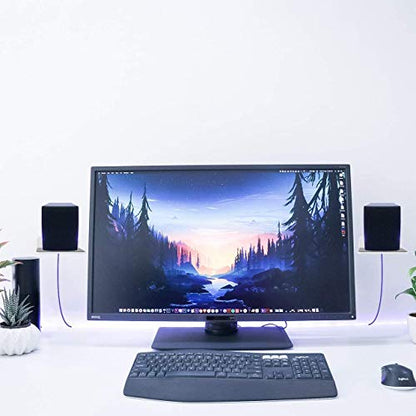 2-Pack 4.25" Acrylic Small Floating Shelves - Speaker Mount, Webcam, Cell Phones, Display Shelf (White, Small) - color: White, size: Small
