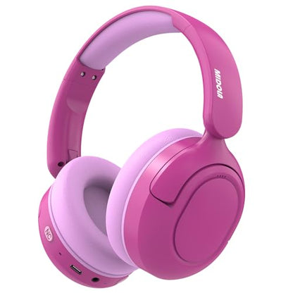 Kids Bluetooth Headphones Wireless,ANC,68H,Safe Volume Limit 85/94dB Pink | Active Noise Cancelling,Adjustable Headband Foldable Over-Ear for Toddler Girls Boys Tablet/iPad,HD Stereo,Built Mic - color: Rose Pink