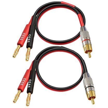 CNCESS RCA to Banana Plug Silicone Wire Speaker Cable (14AWG, 1 Foot) - size: 14AWG 1 Foot