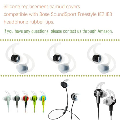 Silicone Earbud Tips Replacement Ear Bud Tips Compatible with Bose SoundSport Freestyle IE2 IE3 Headphone Ear Tips Rubber Tips Earbud Covers Large 3 Pairs - size: L