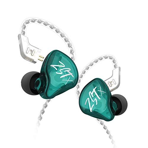 KZ ZST X Hybrid in-Ear Earphones, Cyan | HiFi Musician Monitor Earbuds, Detachable 2-Pin Cable, 10mm DD+BA, Noise-Isolating, In-Ear Headphones, Gaming IEM - color: Cyan, size: Without Mic