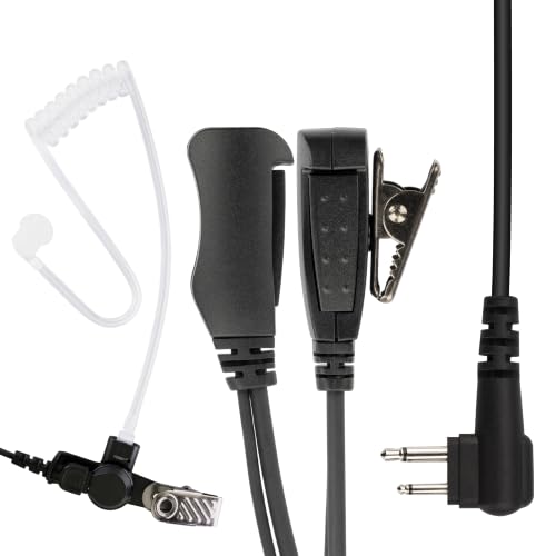 2 Pack BCT15-M1 Commercial-Grade Surveillance Style Earphone with Lapel PTT Microphone Compatible with Motorola CP200D CP100D R2 DEP450 BPR40D CP200 CP185 BPR40 Yaesu FT-65 FT-25 FT-4X/V - size: 2 Pieces
