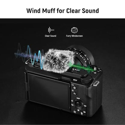 NEEWER Cold Shoe Wind Muff for ZV Series Vlog Cameras, Microphone Furry Windscreen with Cold Shoe Mount Adapter Accessory Compatible with Sony ZV1F ZVE10 ZV1 ZVE1 ZV1 II, CA133 Black | Microphone Furry Windscreen, with Cold Shoe Mount Adapter, Accessory C
