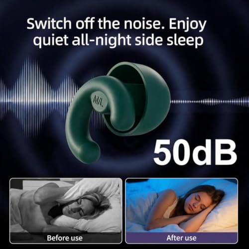 Noise Cancelling Ear Plugs Sleep 50dB NRR Side Sleep Small Ear | ultra soft silicone, reusable one-piece design, 4 sizes included, portable case - color: Dark Green